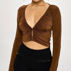 NEW Fashion boutique trendy crop top - brown